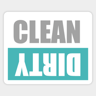 Clean / Dirty Magnet | White & Aqua Sticker